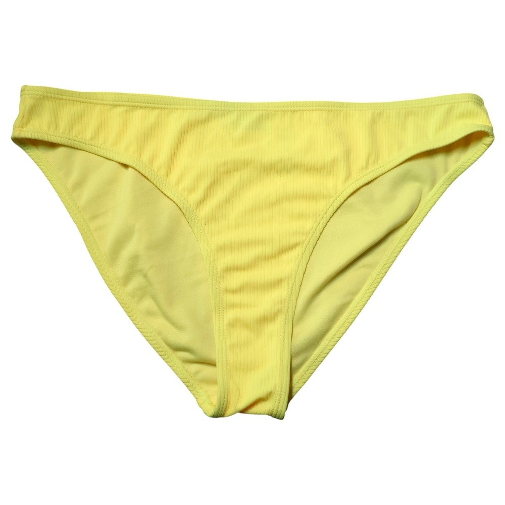 California Waves Yellow Ribbed Hipster Bikini Bottom XL Pastel Macy's NWT